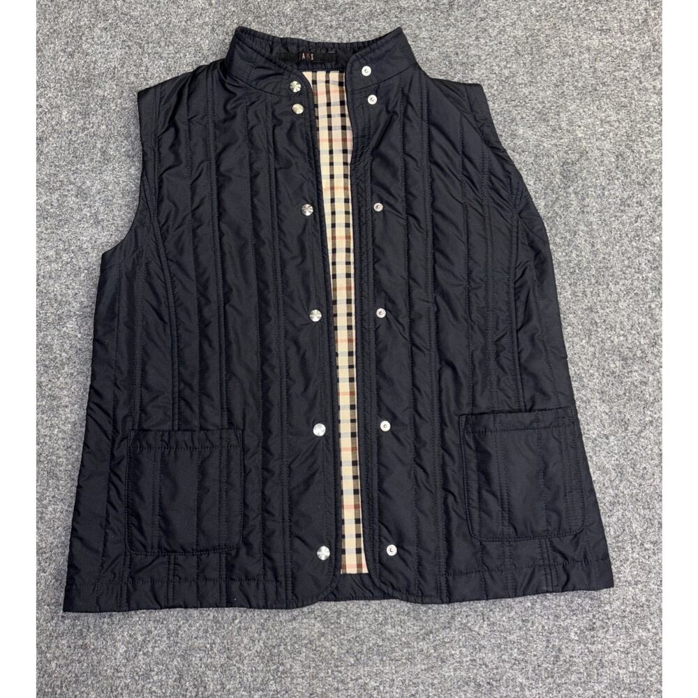 Daks Signature Classic Quilted Navy Blue Plaid Lined Vest Size 44 Large